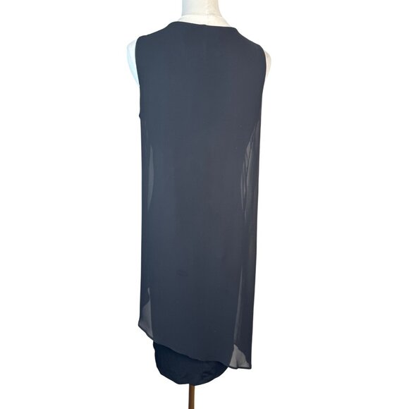 NWT JM Collection XS  Black Sleeveless Asymmetrical Overlay Dress Polyester - Picture 9 of 15